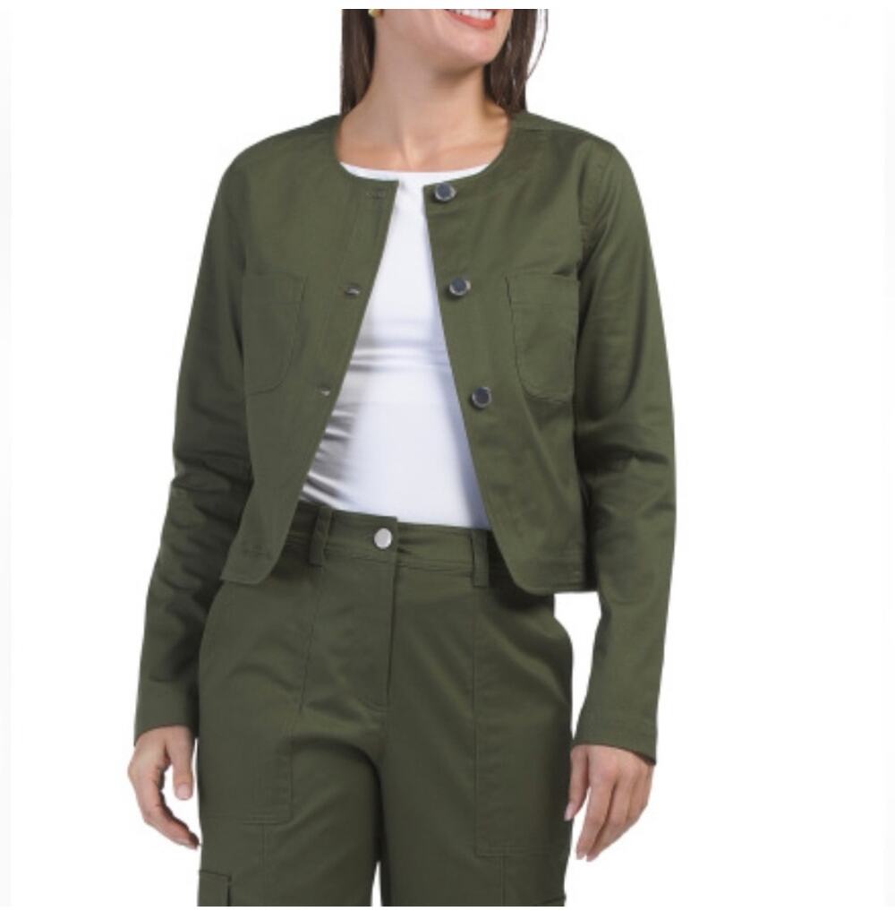 Derek Lam 10 Crosby Tinna Cropped Utility Jacket Fatigue Green M